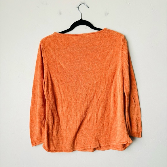 Heirloom collectibles orange extremely soft stretchy long sleeve top Sweater L - Picture 8 of 9